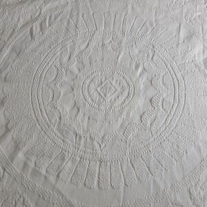 VTG Crown Crafts Matelasse Queen White Cotton Bedspread With Fringe Made in USA